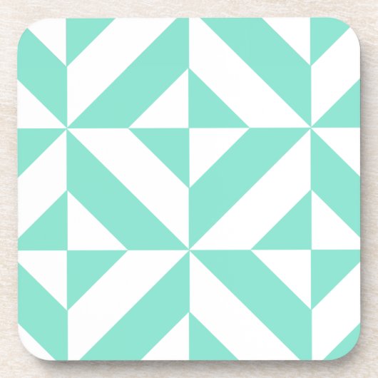 Green Geometric Deko Cube Muster Untersetzer (Vorderseite)