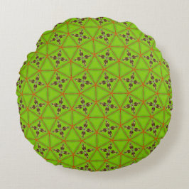 Green Geometric Floral Pattern Round Pillow Rundes Kissen