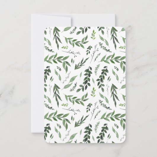 Green geometric frame leafy Hochzeitskarte RSVP Karte (Rückseite)