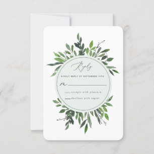 Green geometric frame leafy Hochzeitskarte RSVP Karte