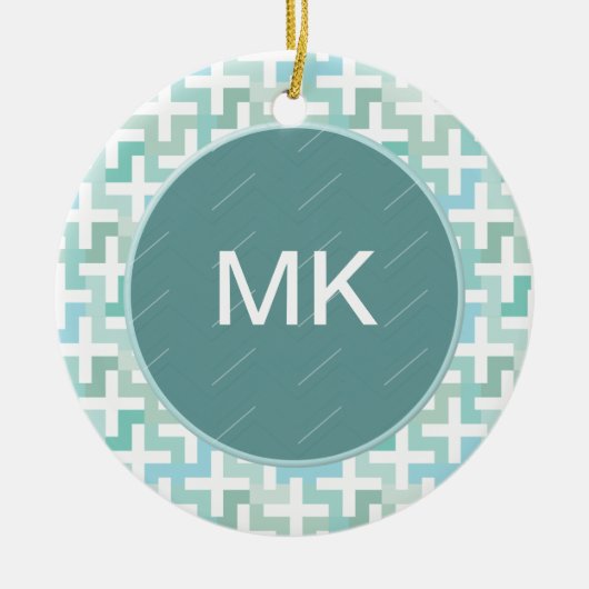 Green Geometric Keramik Ornament (Vorne)