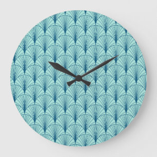 Green Geometric: Lüftermuster. Große Wanduhr