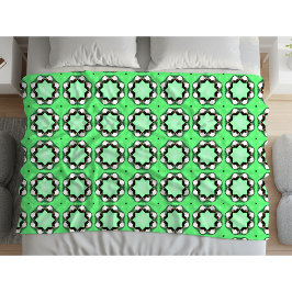 Green geometric mandala pattern fleecedecke