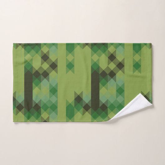 green geometric pattern badhandtuch set (Handtuch)