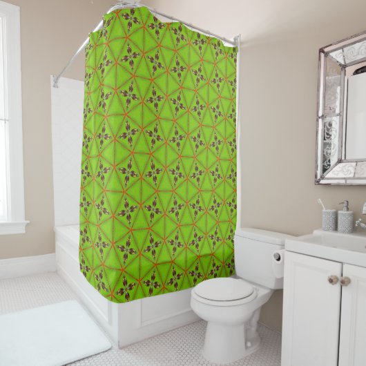 Green Geometric Pattern Shower Curtain Duschvorhang (Beispiel)