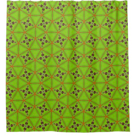 Green Geometric Pattern Shower Curtain Duschvorhang (Vorderseite)