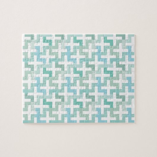 Green Geometric Puzzle (Horizontal)