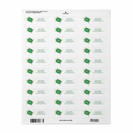 Green Gepunktet Turtle Address Labels (Vorne)