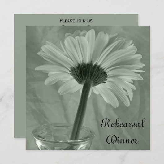 Green Gerber Daisy Wedding Probe Dinner Einladung (Vorne/Hinten)