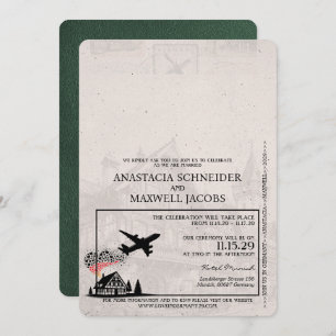 Green Germany Pass Wedding Einladung