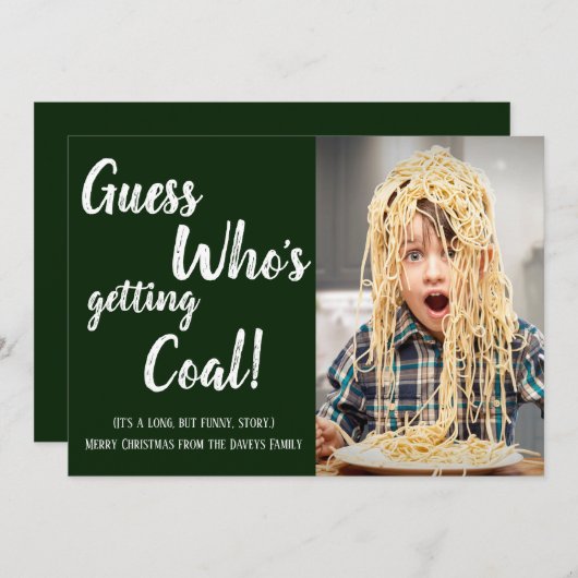 Green Getcoal Family Foto Weihnachtskarte (Vorne/Hinten)