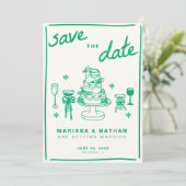 Green Gezeichnet Save The Date (Stehend Vorderseite)