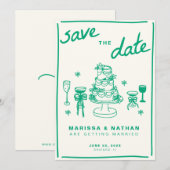 Green Gezeichnet Save The Date (Vorne/Hinten)