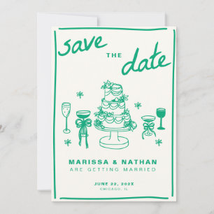 Green Gezeichnet Save The Date