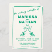 Green Gezeichnet Together Champagne Wedding Einladung (Vorne/Hinten)