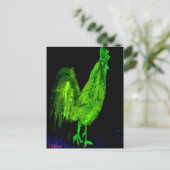 Green Ghost Rooster Postkarte (Stehend Vorderseite)