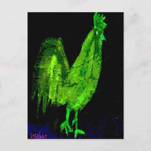 Green Ghost Rooster Postkarte (Vorderseite)