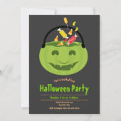 Green Ghoul Pail Candy Kid's Halloween-Party Einladung (Vorderseite)
