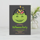 Green Ghoul Pail Candy Kid's Halloween-Party Einladung (Stehend Vorderseite)
