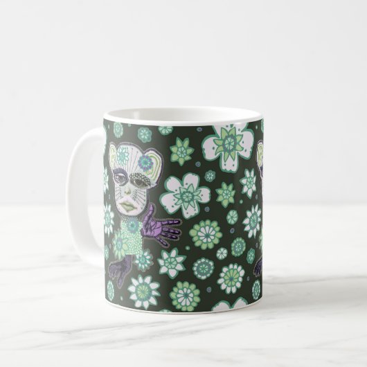 Green Giant Drollery Floral von Natalie Schorr Kaffeetasse (Vorderseite Links)