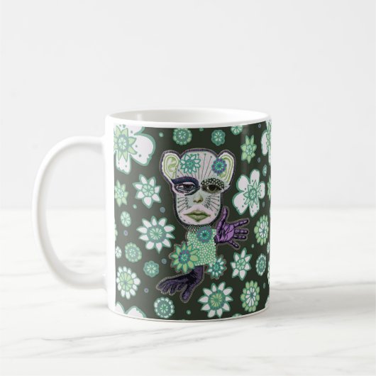 Green Giant Drollery Floral von Natalie Schorr Kaffeetasse (Links)