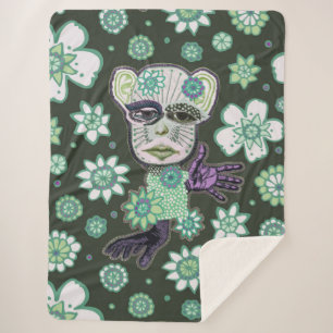 Green Giant Drollery Floral von Natalie Schorr Sherpadecke