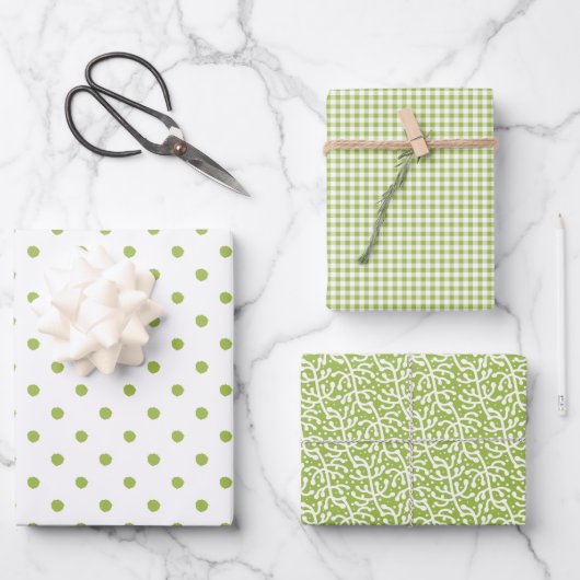 Green Gift Wrap Trio Geschenkpapier Set (Vorderseite)