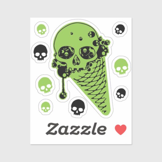 Green Giison Ice Creme Cone Aufkleber (Blatt)