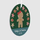 Green Gingerbread Girl Baby Foto Ornament (Vorderseite)