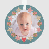 Green Gingerbread Girl Baby Foto Ornament (Rückseite)