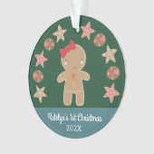Green Gingerbread Girl Baby Foto Ornament (Vorderseite)
