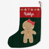 Green Gingerbread Girl Holiday Name Rustikal Niedl Kleiner Weihnachtsstrumpf (Rückseite)