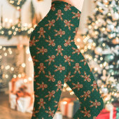 Green Gingerbread Man Polka Dot Christmas Leggings