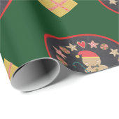 Green Gingerbrett Cookie Chalkboard Script Name Geschenkpapier (Rolleneckpunkt)