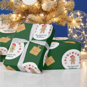 Green Gingerbrot Cookie Individuelle Name Script S Geschenkpapier