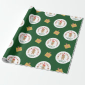 Green Gingerbrot Cookie Individuelle Name Script S Geschenkpapier (Ungerollt)