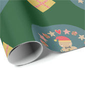 Green Gingerbrot Cookie Script Individuelle Name N Geschenkpapier (Rolleneckpunkt)