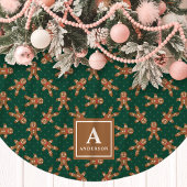 Green Gingerbrot Man Monogram Christmas Polyester Weihnachtsbaumdecke