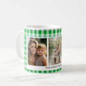 Green Gingham 3 Foto Kaffeetasse (Vorderseite Links)