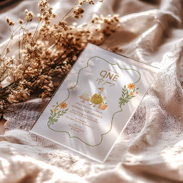 Green Gingham Albern Gänse 1. Geburtstag Acryleinladungen