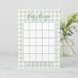 Green Gingham Baby Dusche Bingo Karten