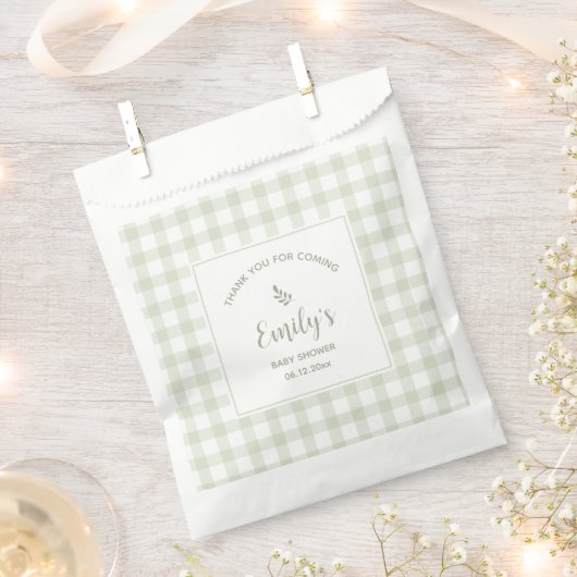 Green Gingham Baby Dusche Danke, dass Sie gekommen Geschenktütchen (Ausgeschnitten)