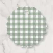 Green Gingham Baby Dusche Gevor Tag Geschenkanhänger (Rückseite)