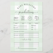 Green Gingham Baby Predictions Game (Vorderseite)