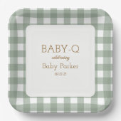 Green Gingham Baby-Q Square Plate 2 Pappteller (Vorderseite)