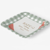 Green Gingham Baby-Q Square Plate Pappteller (Gewinkelt)