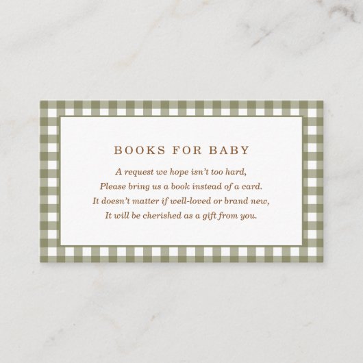Green Gingham Baby Showbücher für Baby Begleitkarte (Vorderseite)