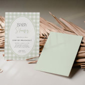 Green Gingham Baby Shower Invitation Einladung
