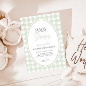 Green Gingham Baby Shower Invitation Einladung
