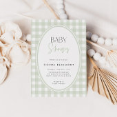 Green Gingham Baby Shower Invitation Einladung